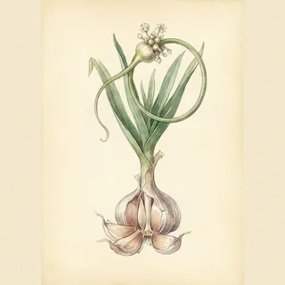 Illustration botanique de Ail