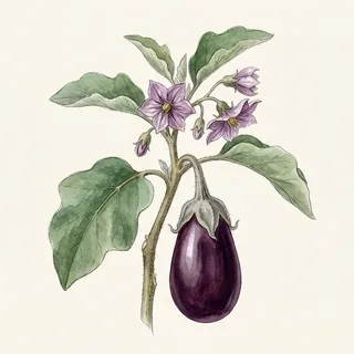Illustration botanique de Aubergine