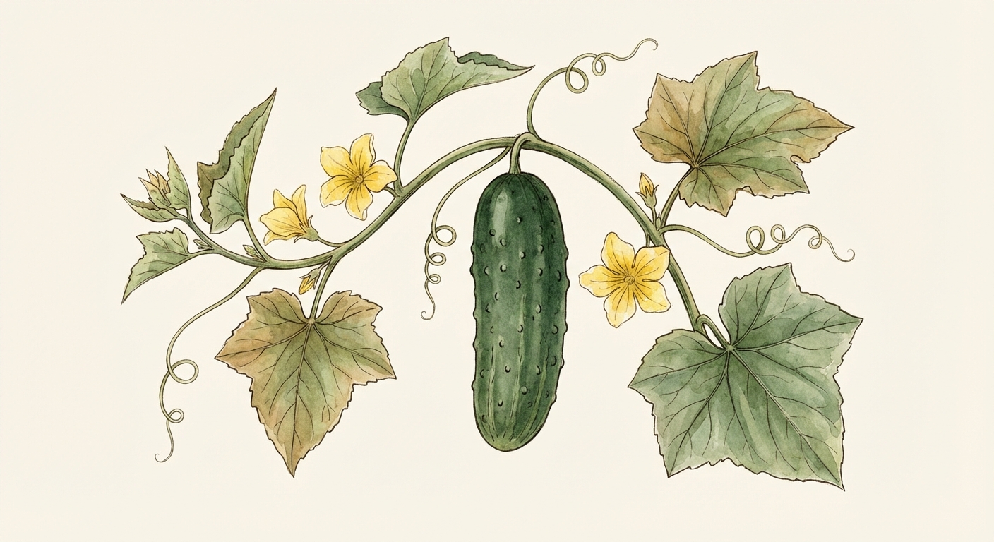 Illustration botanique de Concombre