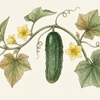 Illustration botanique de Concombre