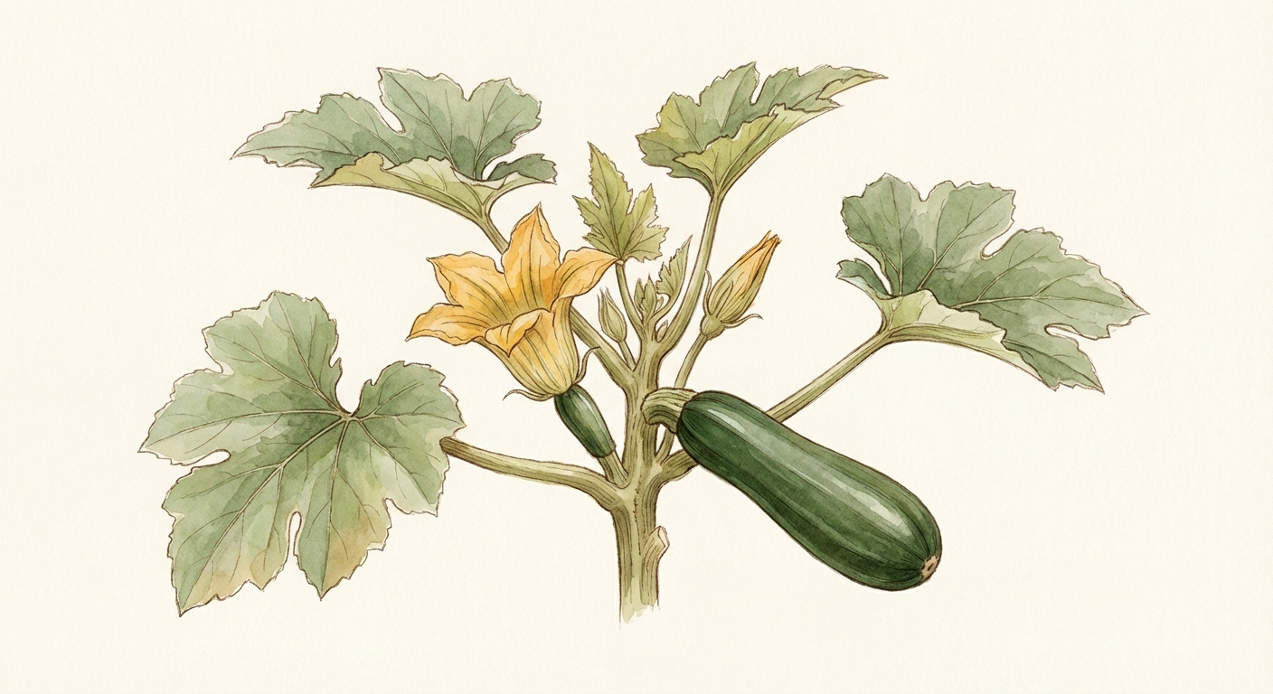 Illustration botanique de Courgette