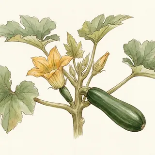 Illustration botanique de Courgette
