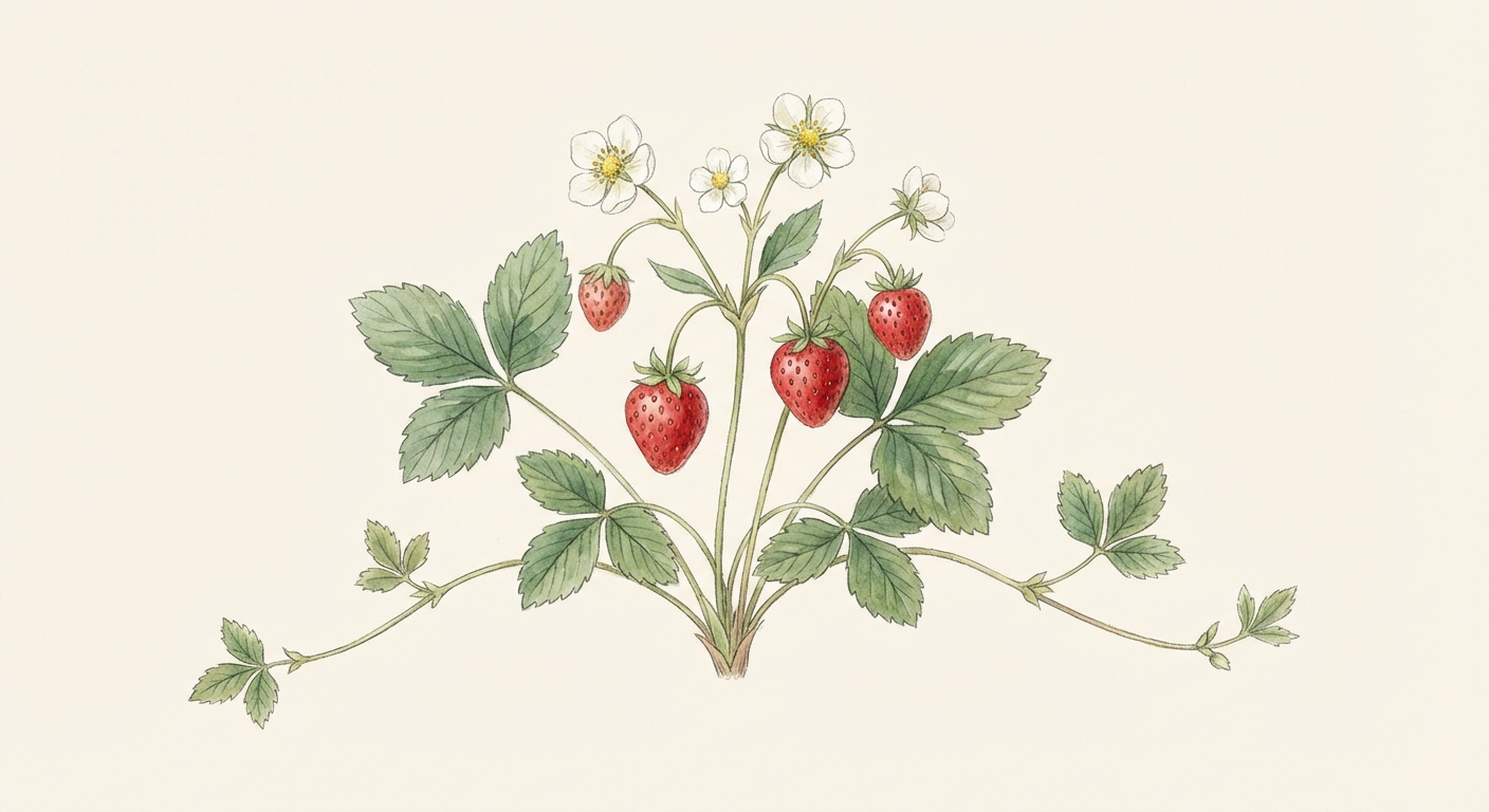 Illustration botanique de Fraise