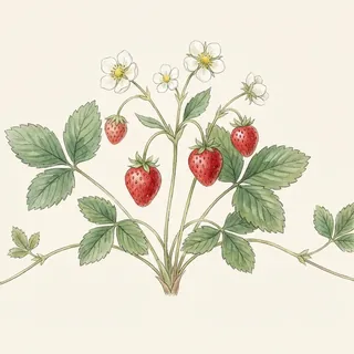 Illustration botanique de Fraise
