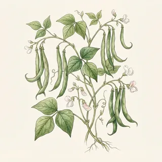 Illustration botanique de Haricot vert