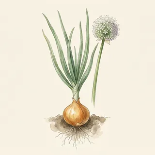 Illustration botanique de Oignon