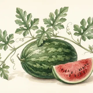Illustration botanique de Pastèque