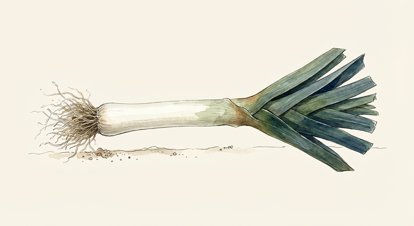 Illustration botanique de Poireau