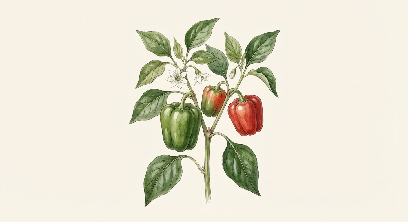 Illustration botanique de Poivron