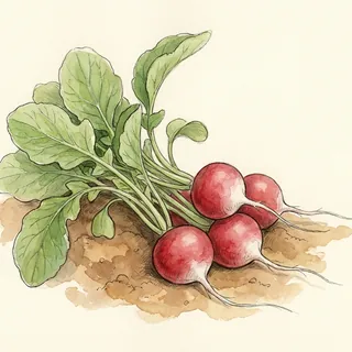 Illustration botanique de Radis