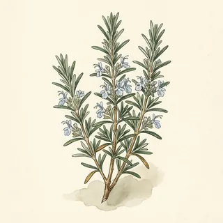 Illustration botanique de Romarin