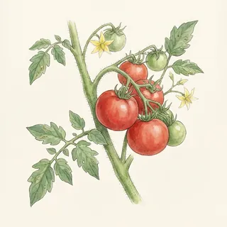 Illustration botanique de Tomate